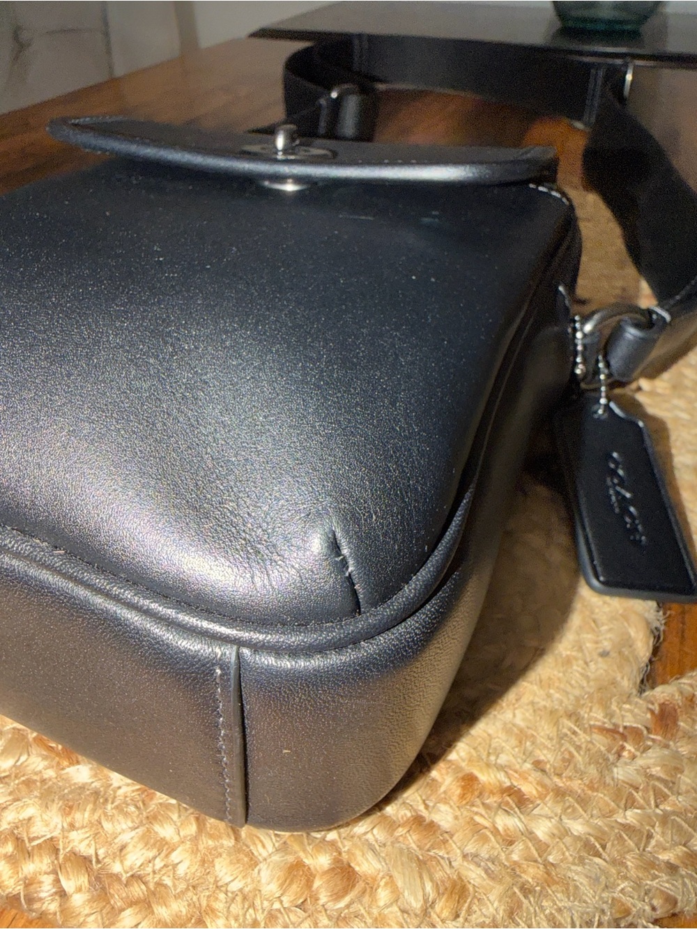 Coach Black Leather Crossbody Turn-Lock Pouch - Picture 8 of 11